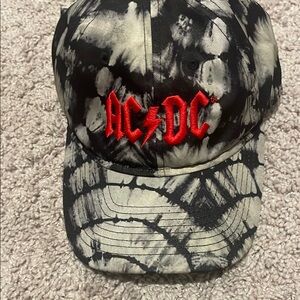 AC/DC Black and Cream Tie-Dye Baseball Cap with Red Logo